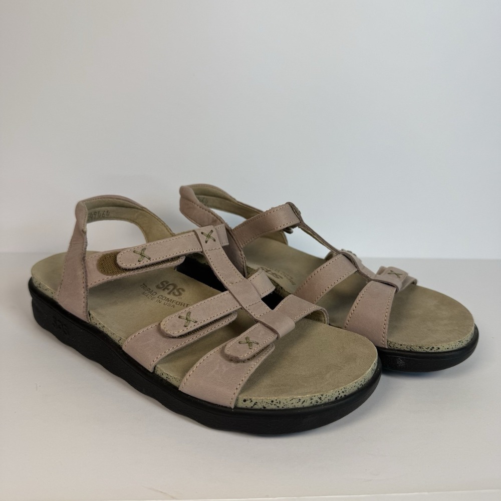 SAS Duo Ankle Womens 6.5 M Strap Tripad Comfort Blush Leather Sandals Hook Loop